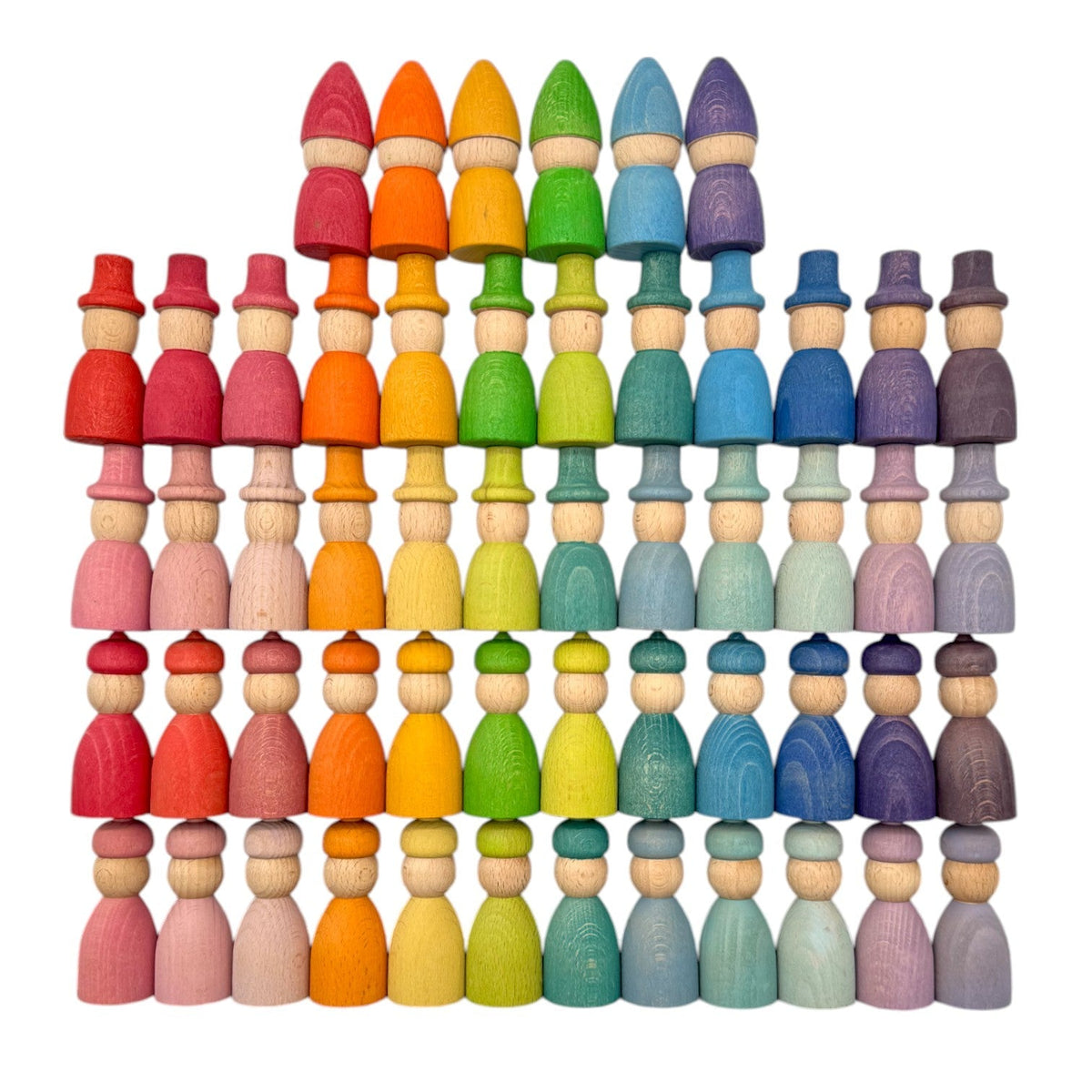 wooden gnome, wizard and acorn peg doll sets