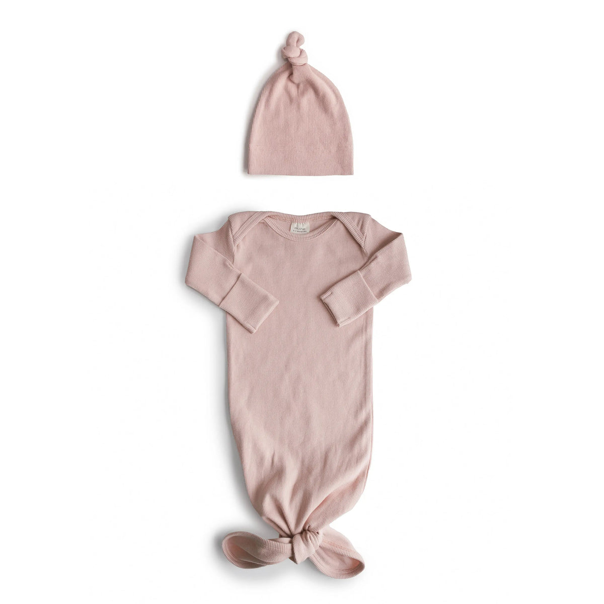 Ribbed Knotted Baby Gown + Beanie Set | Baby Clothes | The Baby Penguin