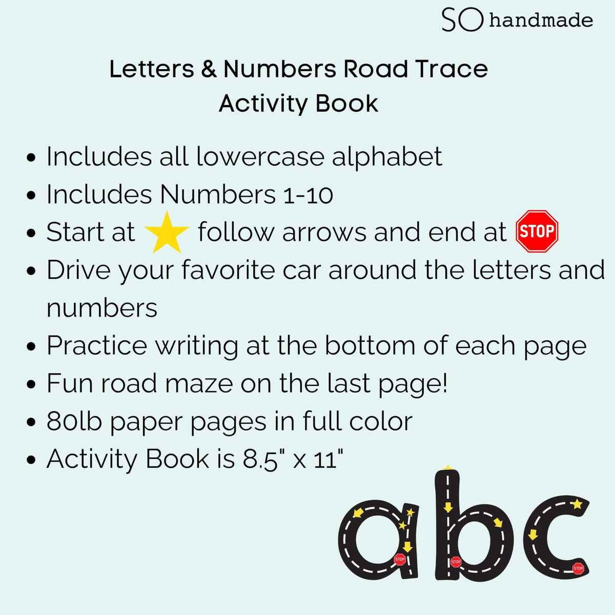 Road Trace Activity Book: Alphabet & Numbers Learning - The Baby Penguin