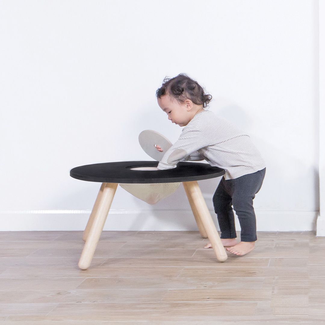 PlanToys Kids Round Chalkboard Table with Storage
