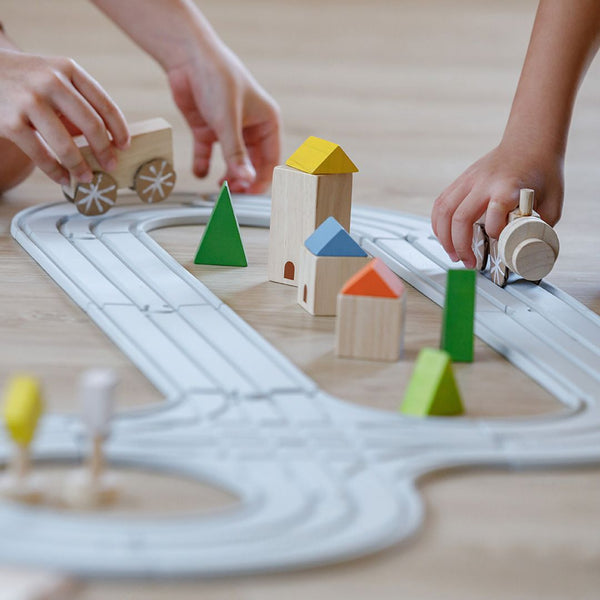 Rubber Road & Rail Set - Medium - Top Sustainable Toy - PlanToys USA - The Baby Penguin