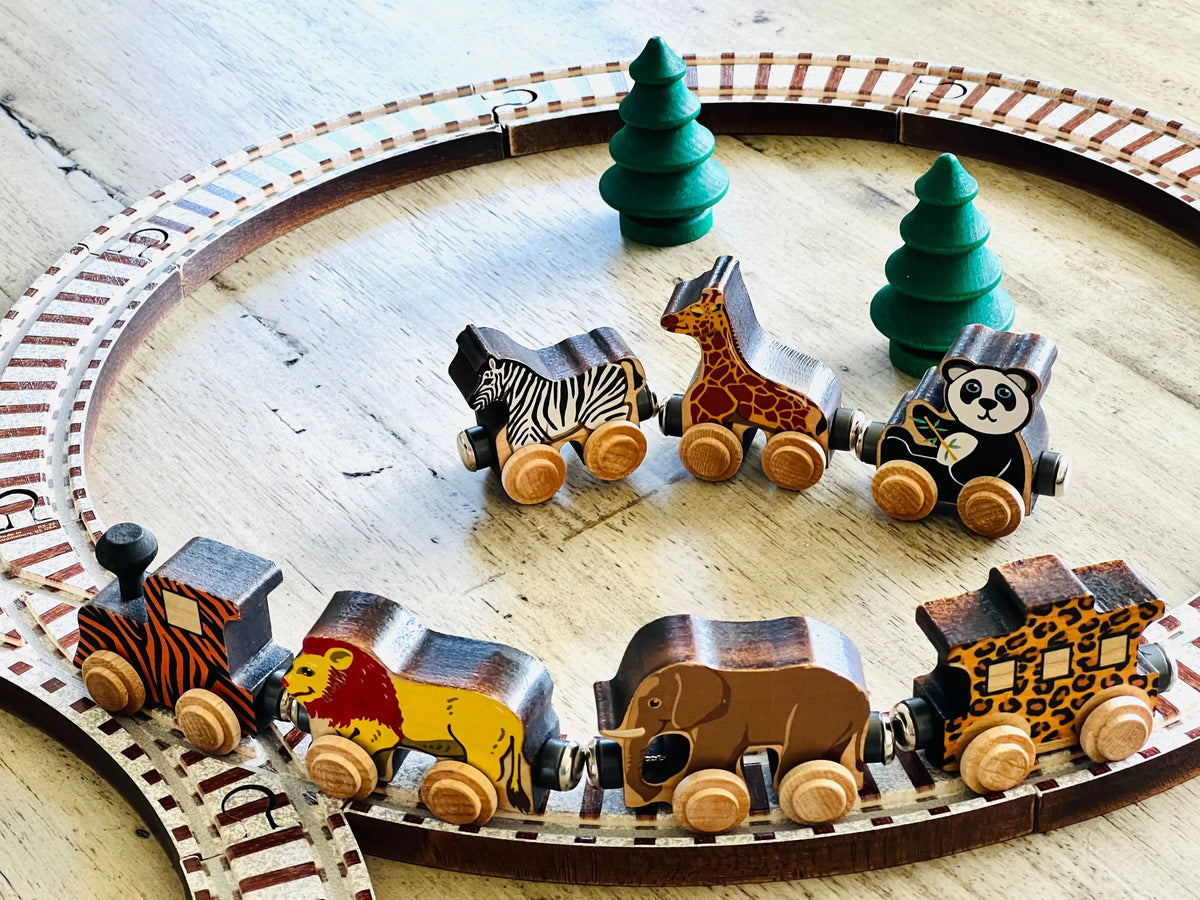 Safari Animal Train Set | Made in the USA | NameTrains Maple Landmark