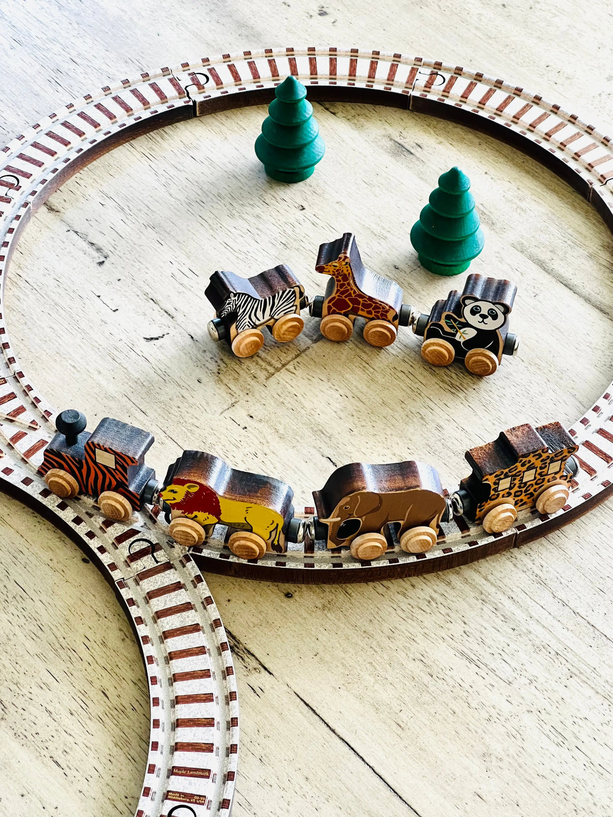 Safari Animal Train Set | Made in the USA | NameTrains Maple Landmark