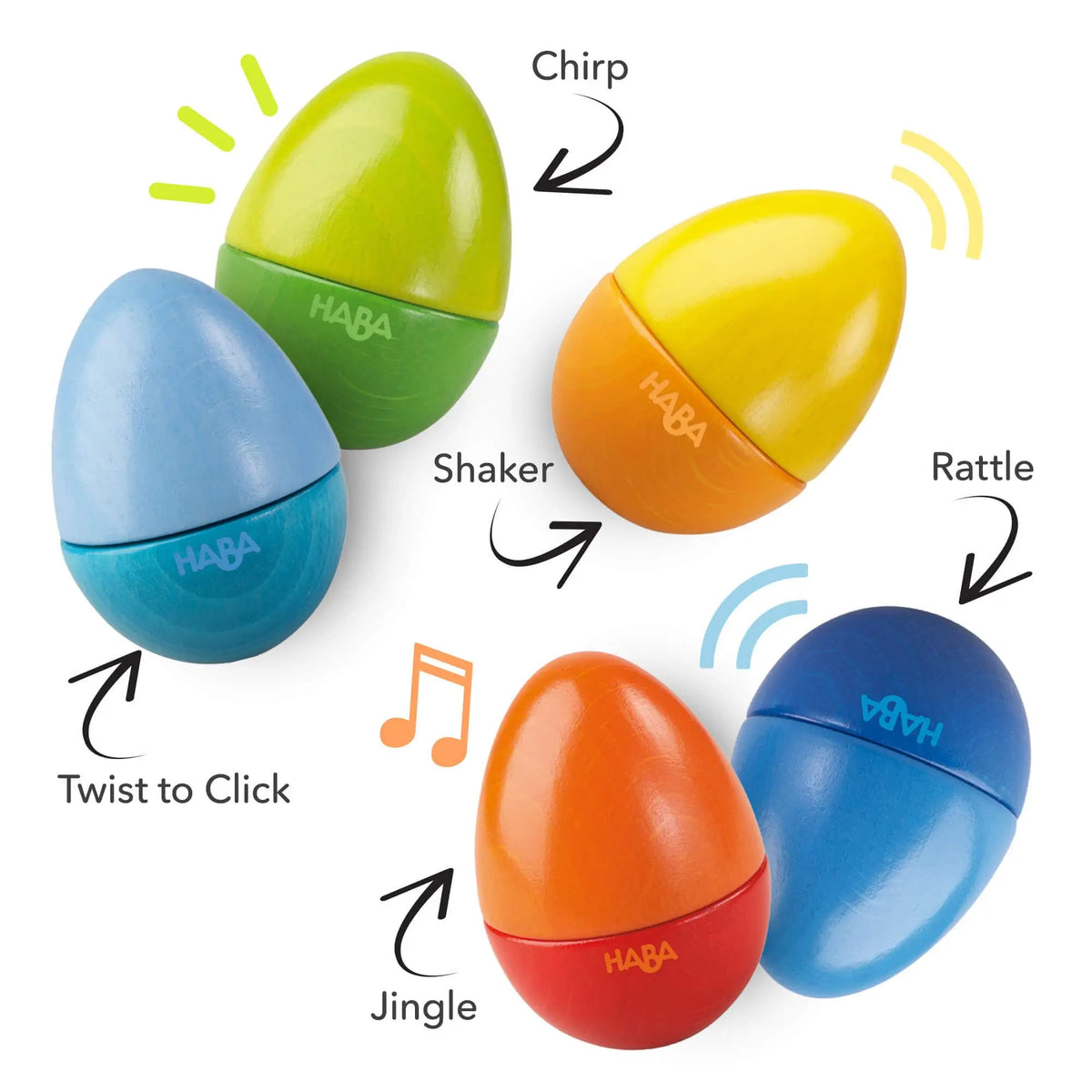 Set of 5 Wooden Musical Eggs | Musical | The Baby Penguin