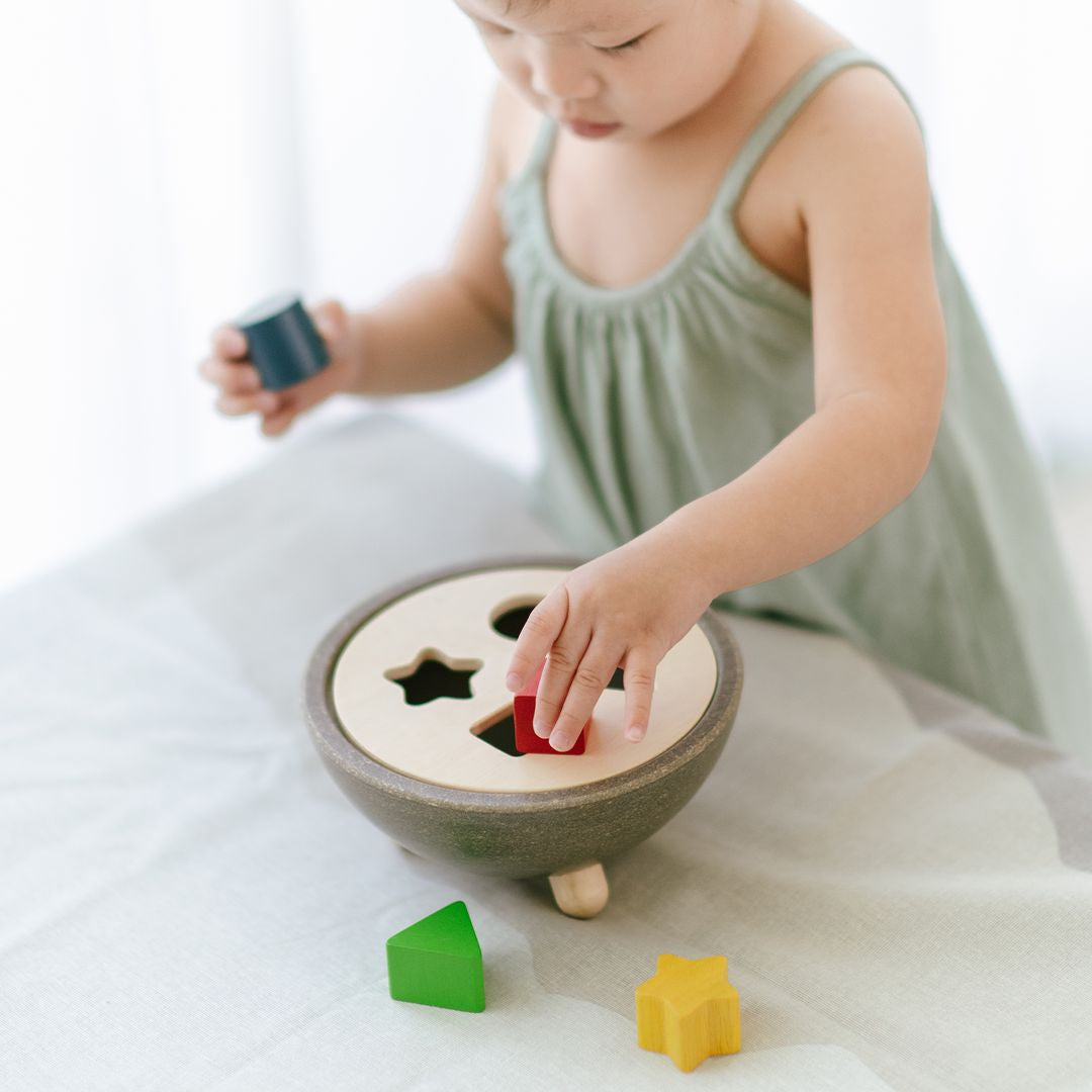 PlanToys Wooden Shape Sorting Bowl