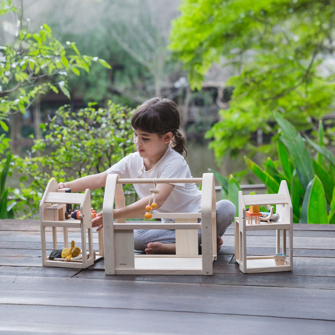 PlanToys Slide N Go Portable Wooden Dollhouse