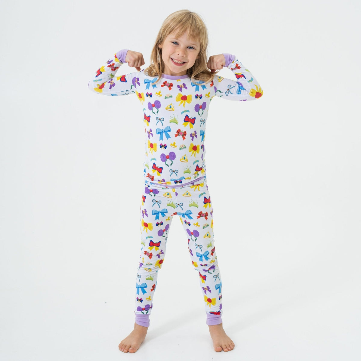 Child wearing Bam & Stitch Sparkle & Reign Long Sleeve Pajamas.
