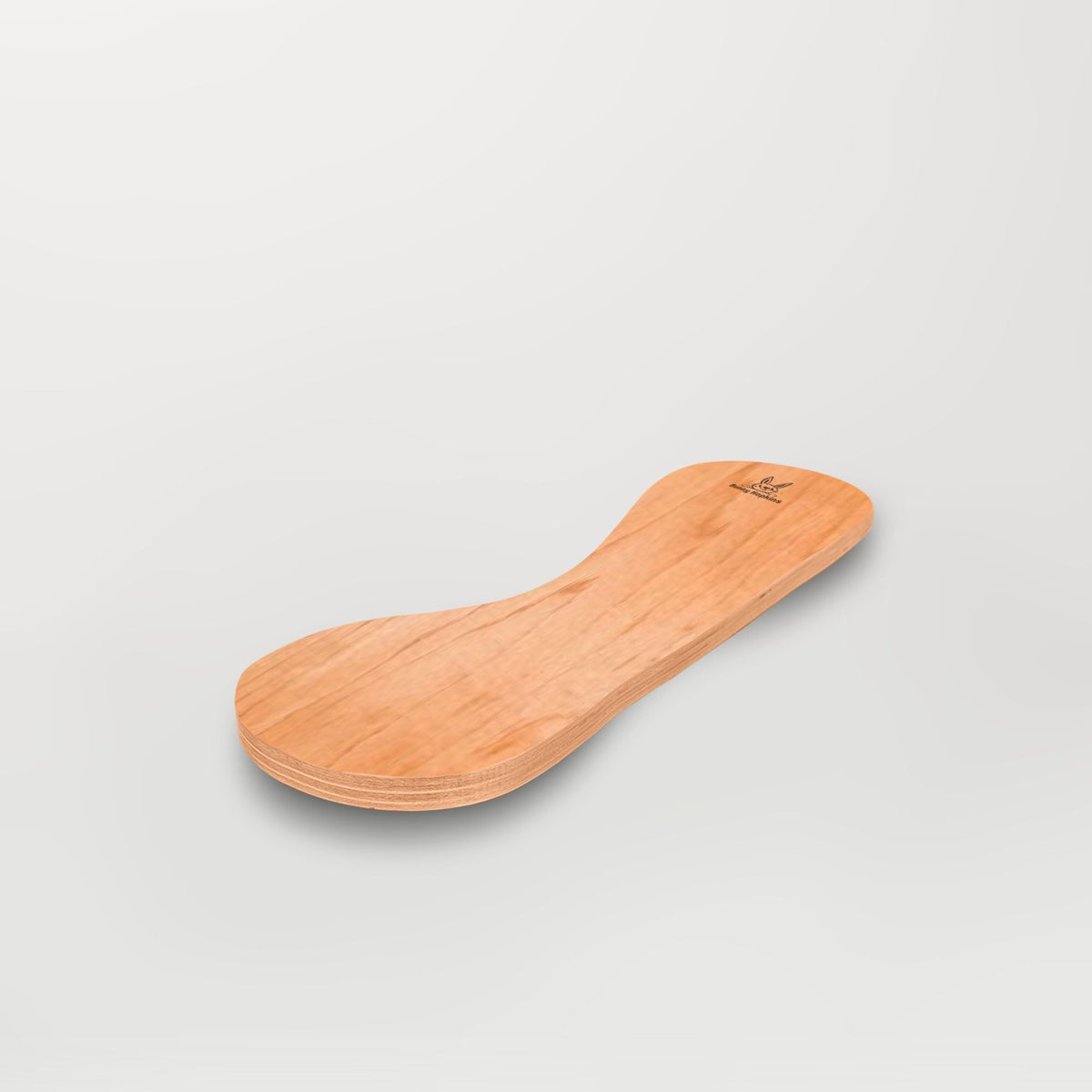 Warm natural-tone Spinzee board with rounded ends and a narrow center, angled view.