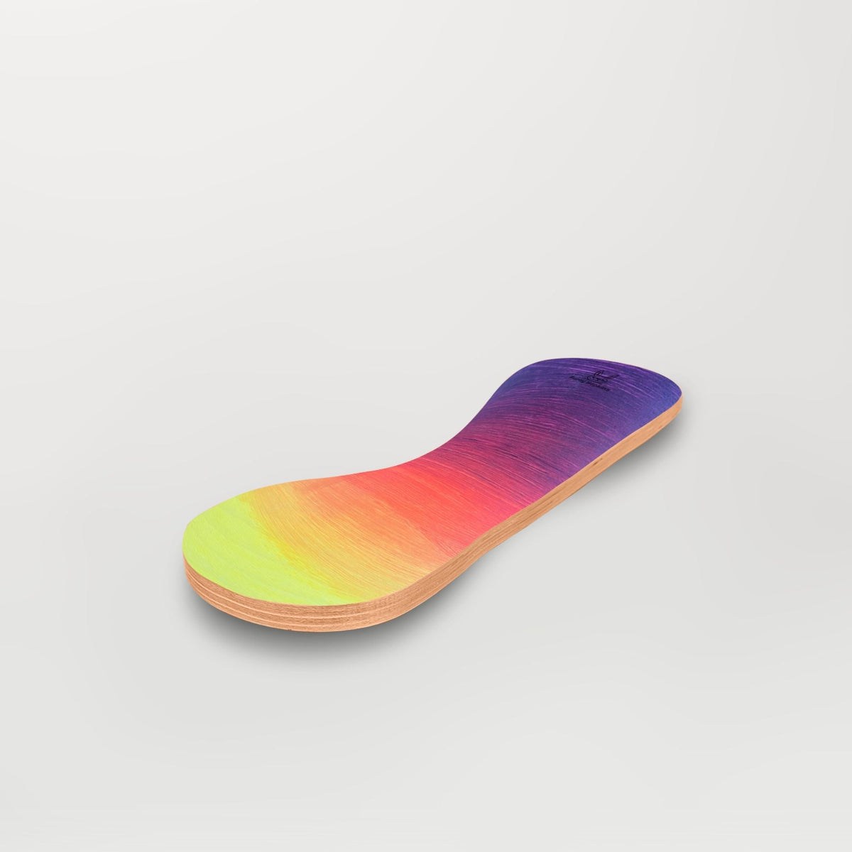 Spinzee board with a yellow, orange, red and purple gradient, angled view.