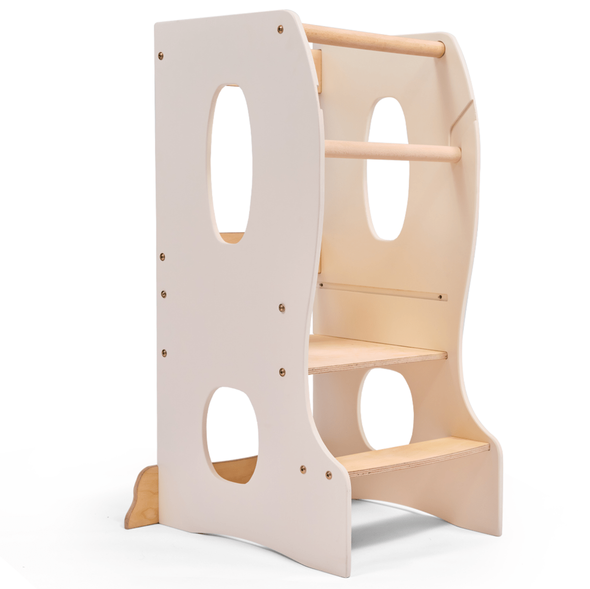 Stable Montessori Learning Tower: Wooden Growing Chair - Ivory - The Baby Penguin