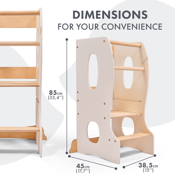 Stable Montessori Learning Tower: Wooden Growing Chair - Ivory - The Baby Penguin