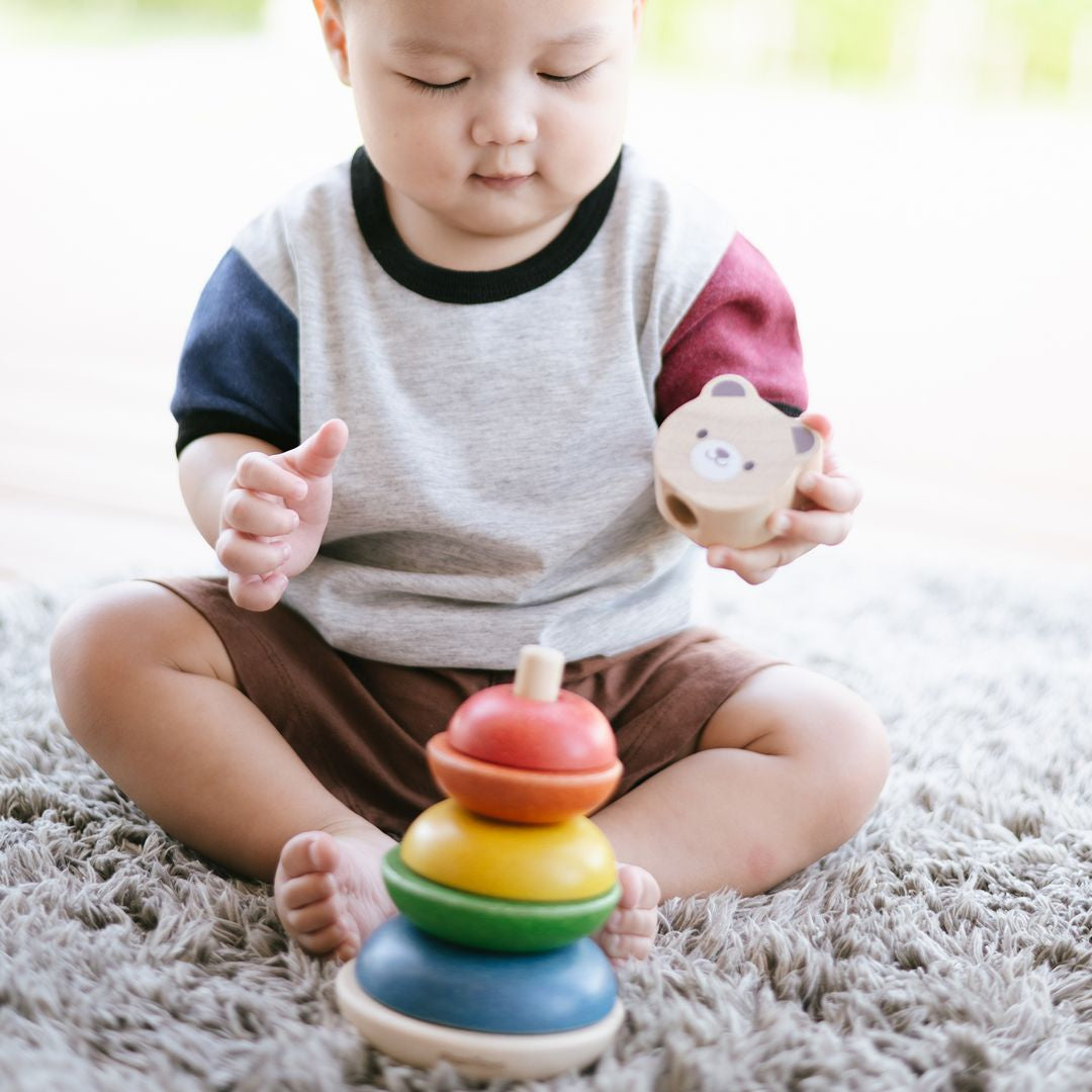PlanToys Bear Wooden Stacking Ring Toy