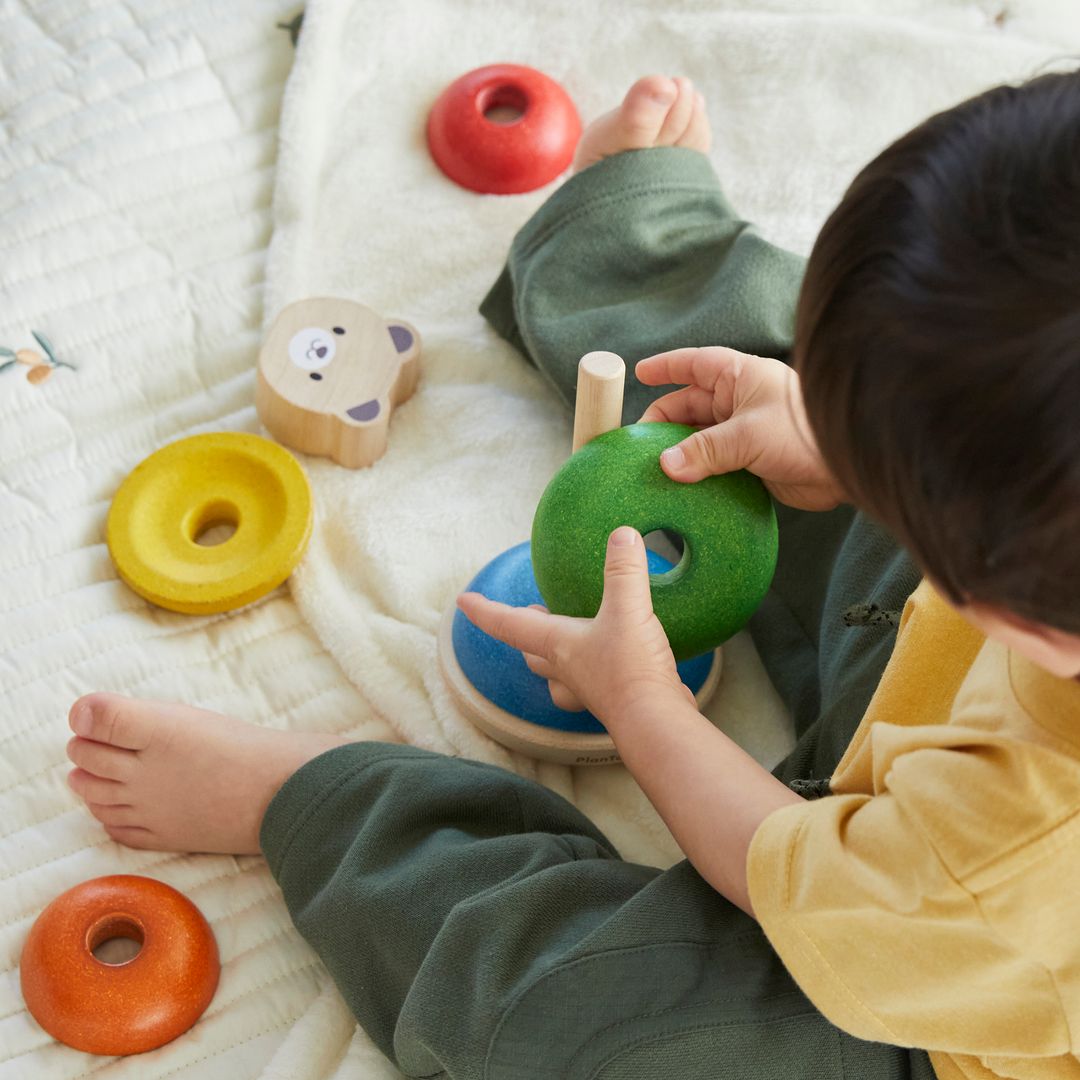 PlanToys Bear Wooden Stacking Ring Toy