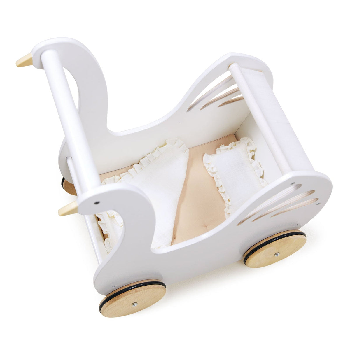 Tender Leaf Sweet Swan Wooden Doll Pram