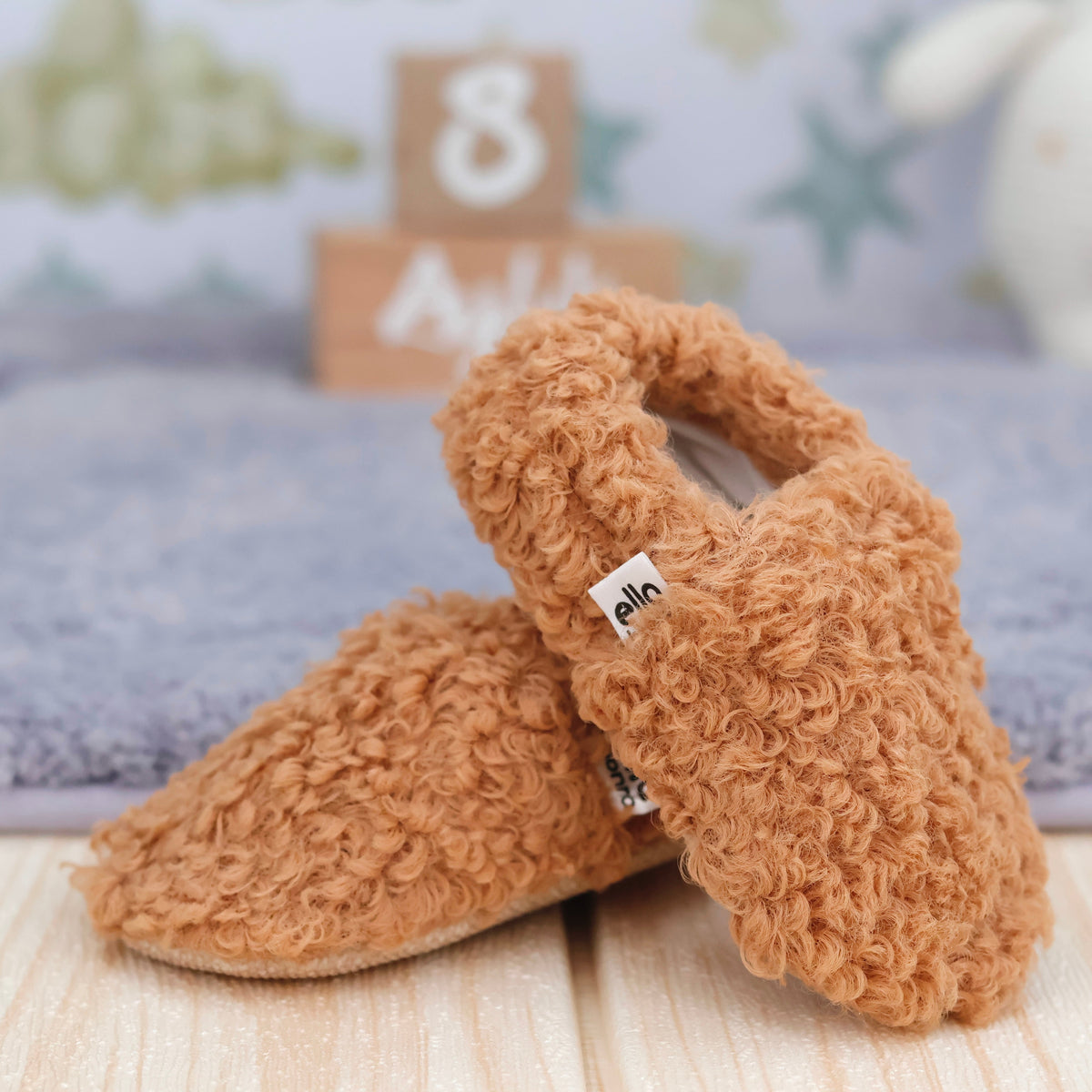 Teddy Baby Booties House Slippers, Non-Slip Sole, Organic Cotton Lining, Home Nursery Shoes Taba - The Baby Penguin