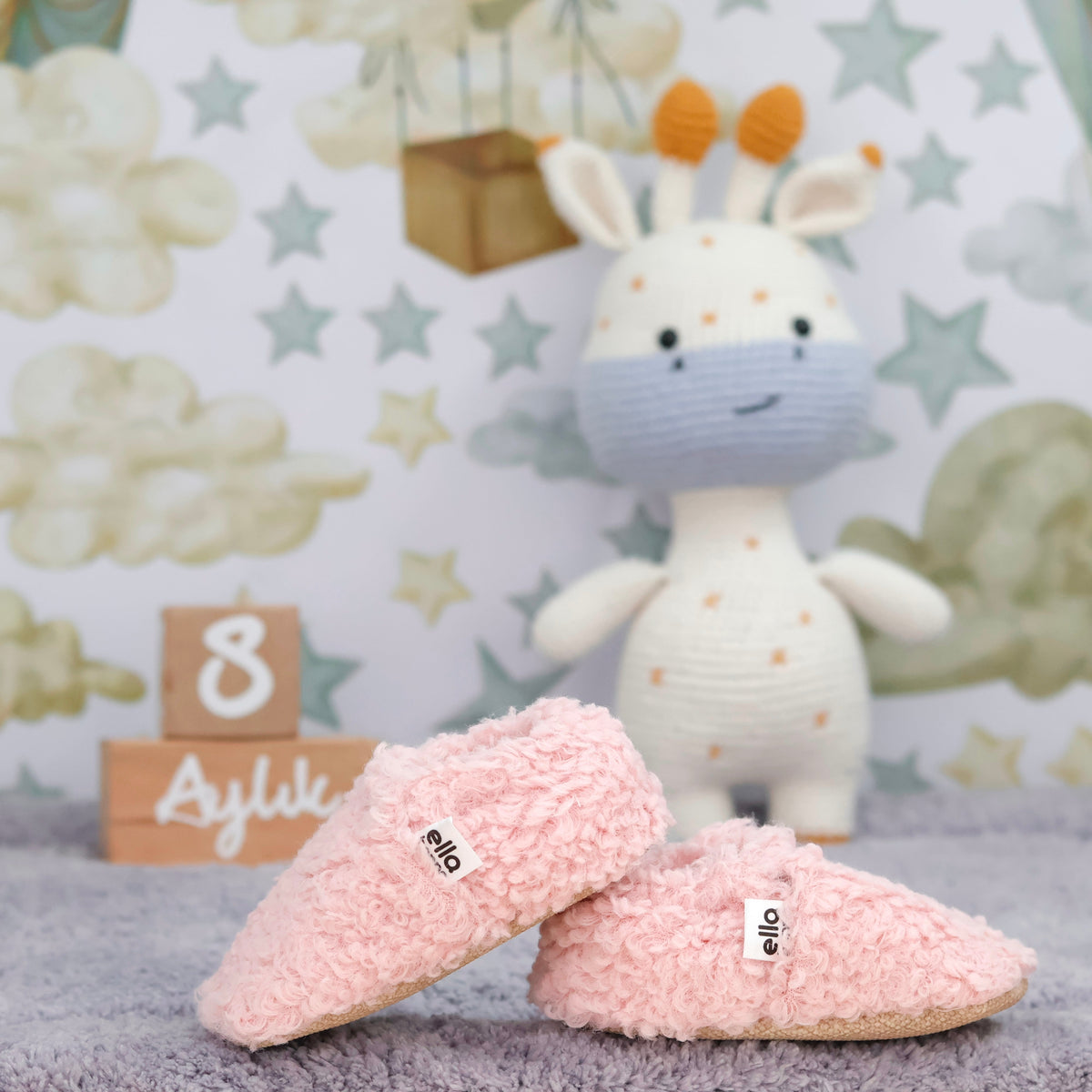 Tedy Baby Booties House Slippers, Non-Slip Sole, Organic Cotton Lining, Home Nursery Shoes Pink - The Baby Penguin