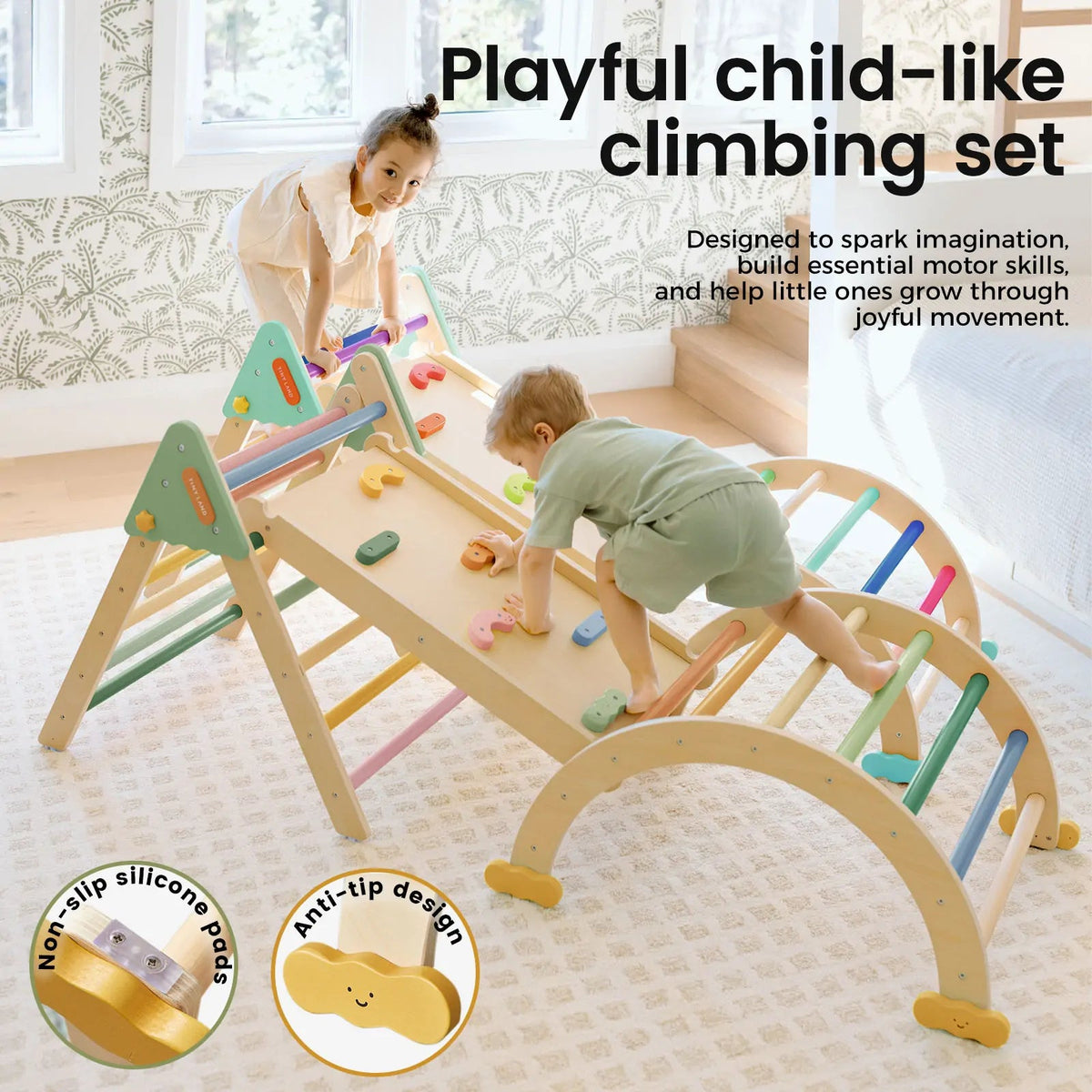 Tiny Land® 7-in-1 Morandi Pikler Triangle Set - The Baby Penguin