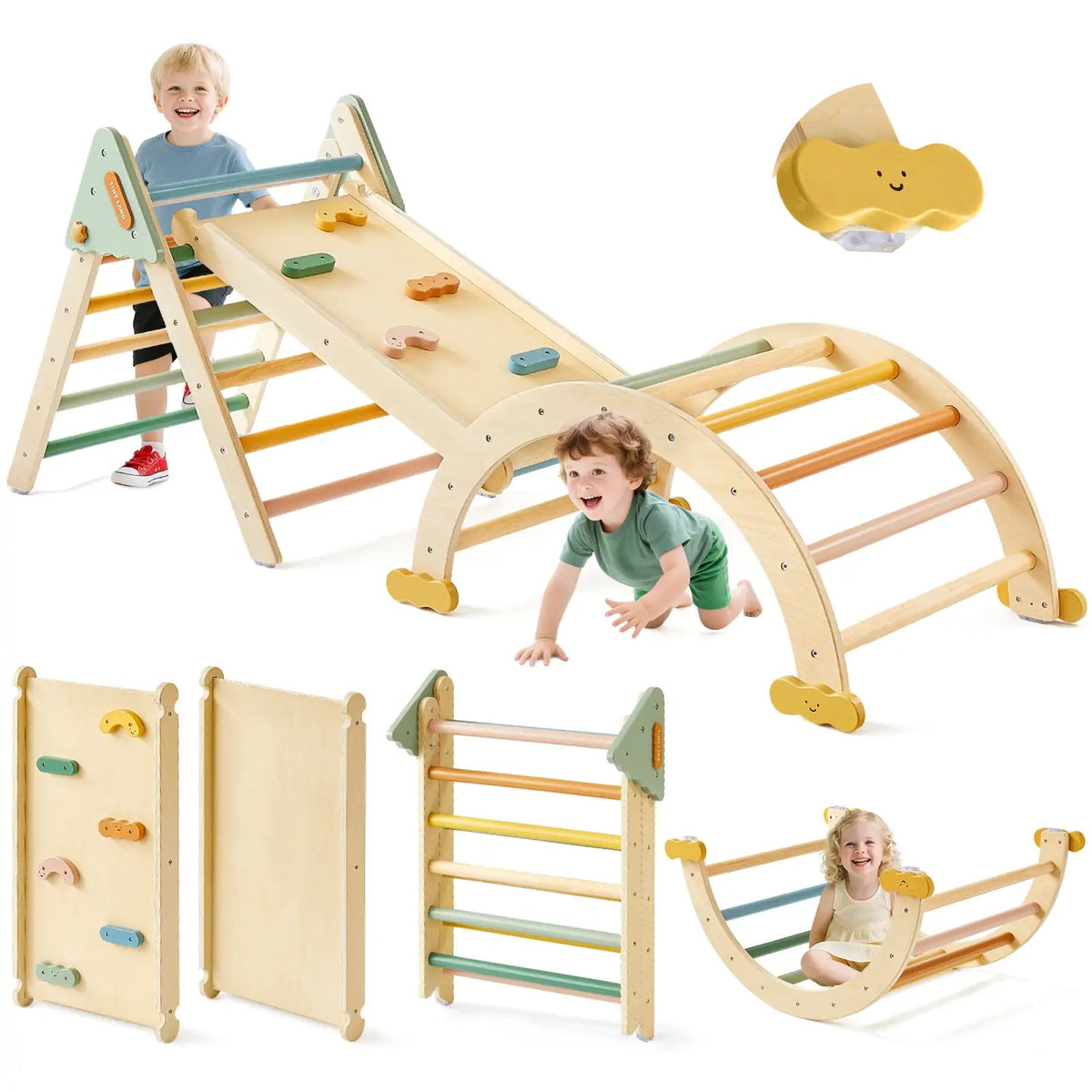 Tiny Land® 7-in-1 Morandi Pikler Triangle Set - The Baby Penguin