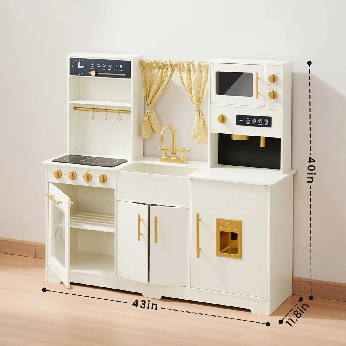 Tiny Land® Iconic Wooden Play Kitchen – Cream Pretend Cooking Set for Kids | Toy | The Baby Penguin