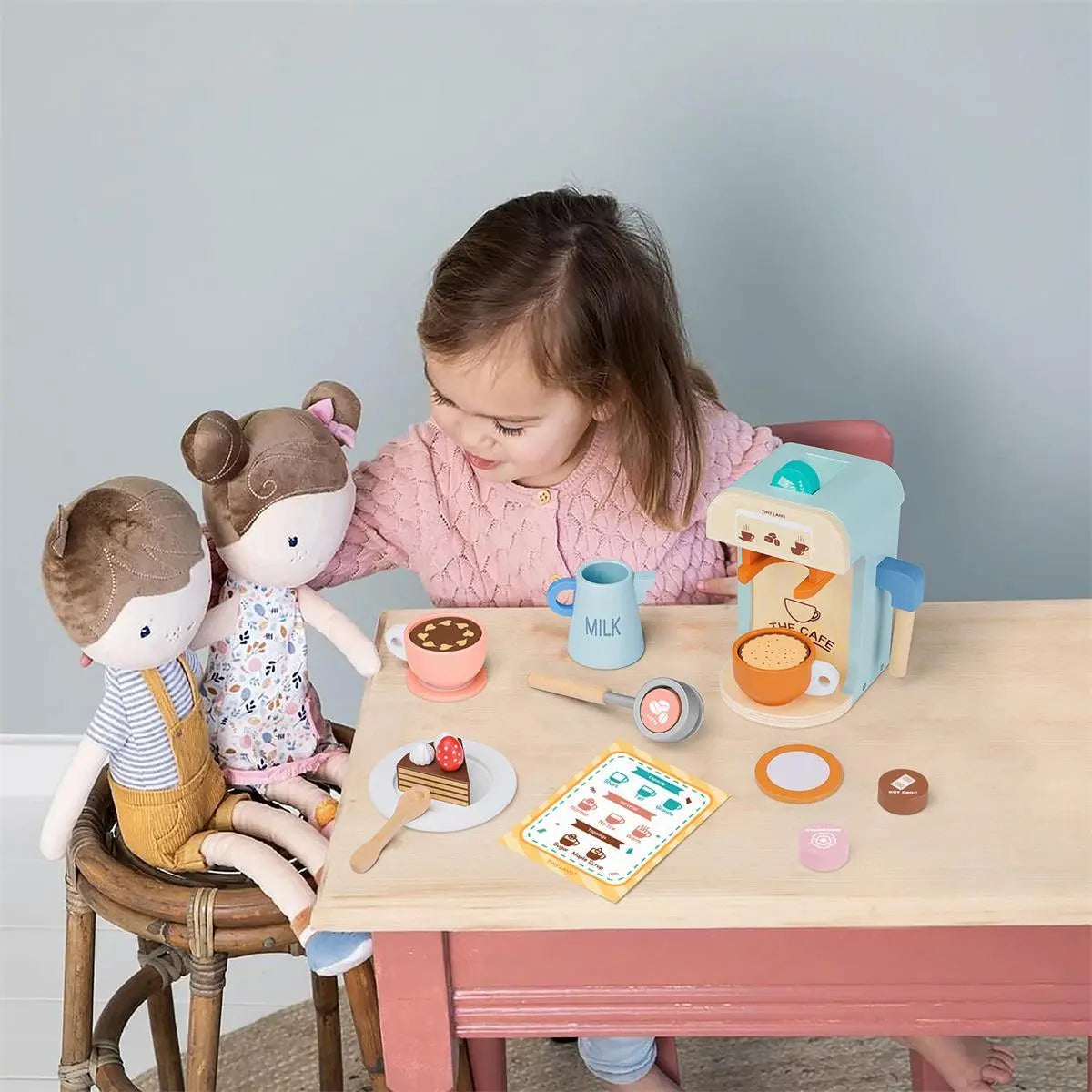Tiny Land® Play Kitchen Accessories – Children’s Coffee Maker: Wooden Kids Play Coffee Maker Set | Toy Cookware | The Baby Penguin