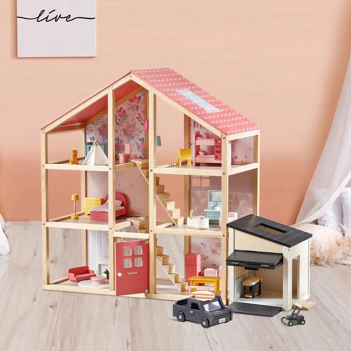 Tiny Land® Wooden Dollhouse - Garage |  | The Baby Penguin