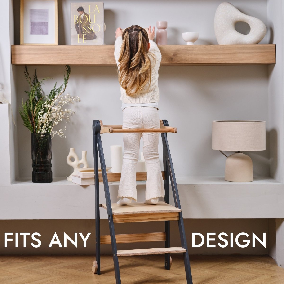 Toddler Learning Tower: Step stool for Kids - Graphite - The Baby Penguin