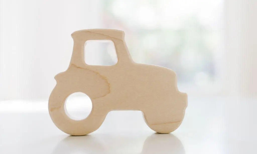 Bannor Toys Tractor Wooden Grasping Toy, showing smooth wooden outline with an open grasping space