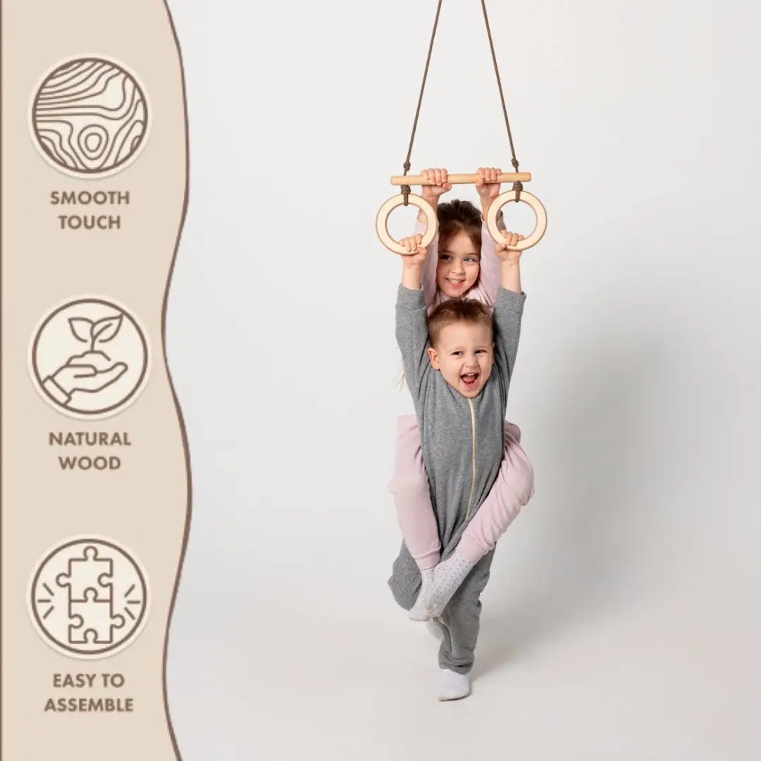 Trapeze swing bar with rings - The Baby Penguin