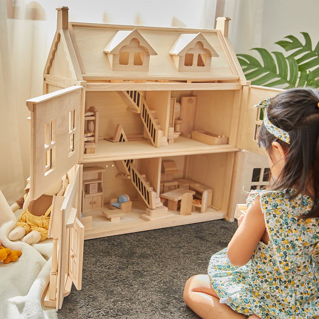 PlanToys Victorian Wooden Dollhouse, 3 Floors