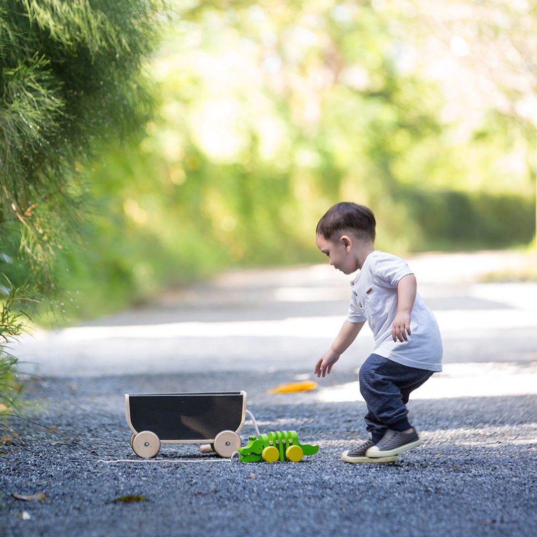 PlanToys Wooden Pull Wagon – Black