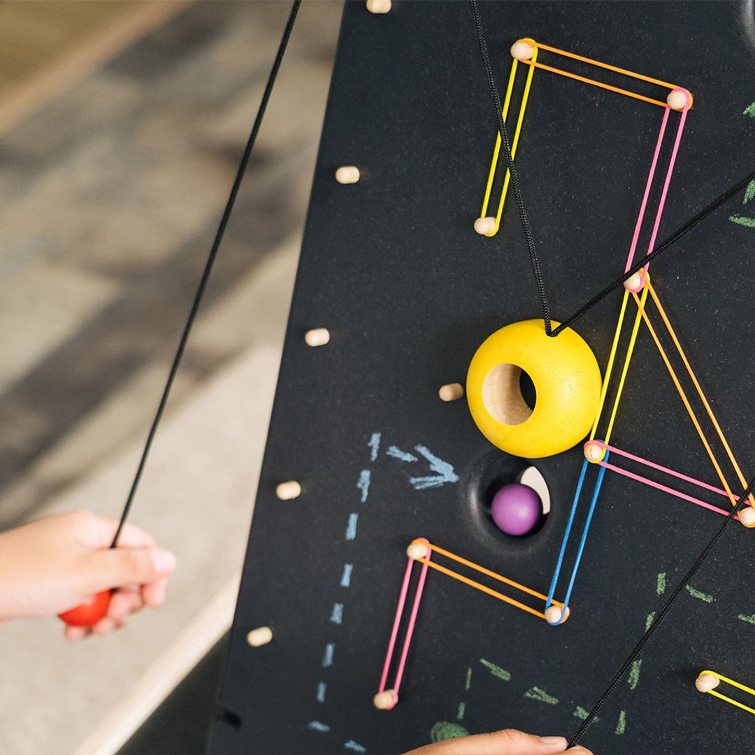 PlanToys Wooden Wall Ball Pulley Game