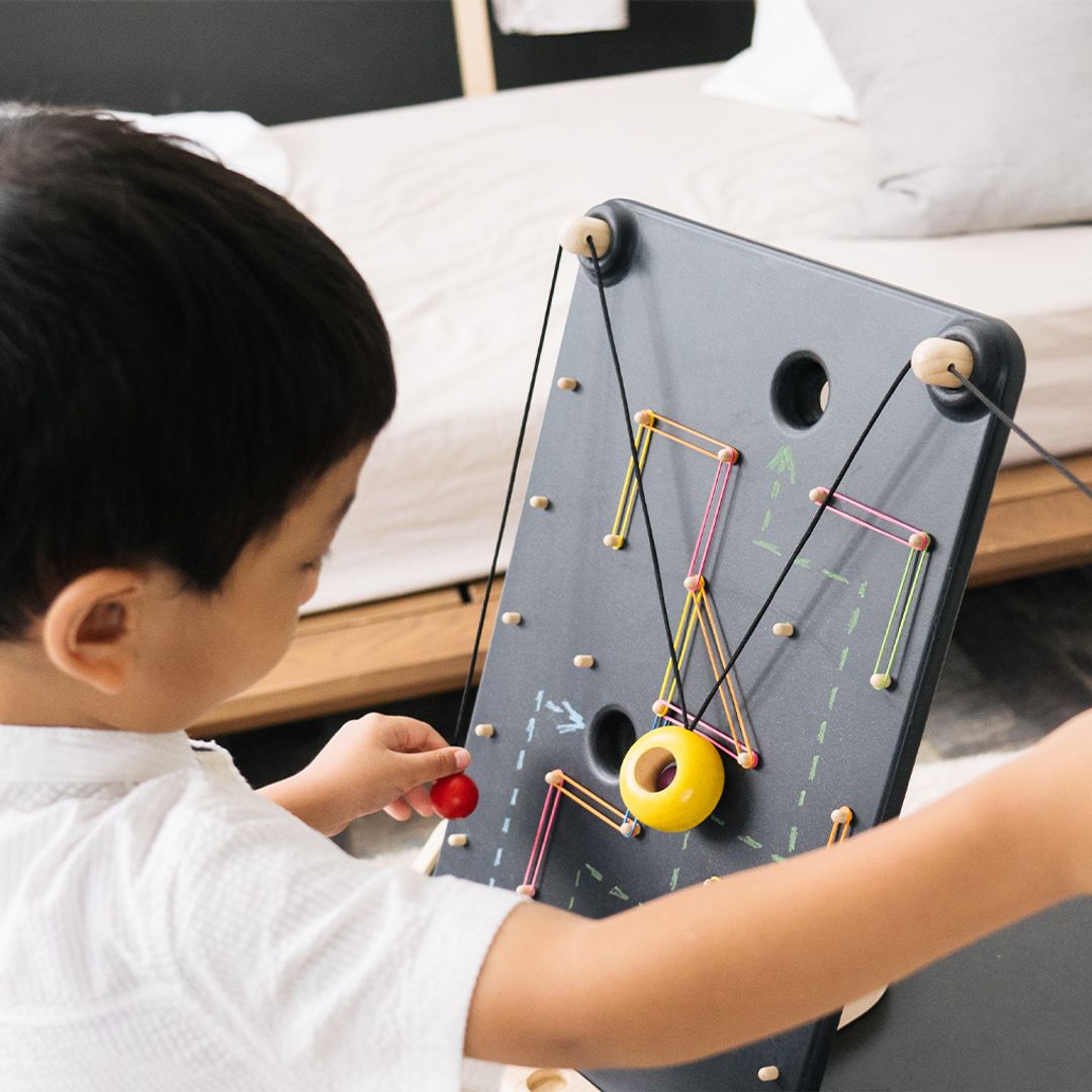 PlanToys Wooden Wall Ball Pulley Game