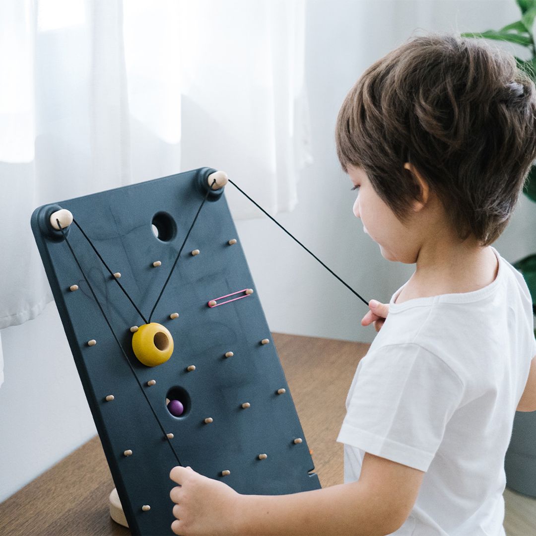 PlanToys Wooden Wall Ball Pulley Game