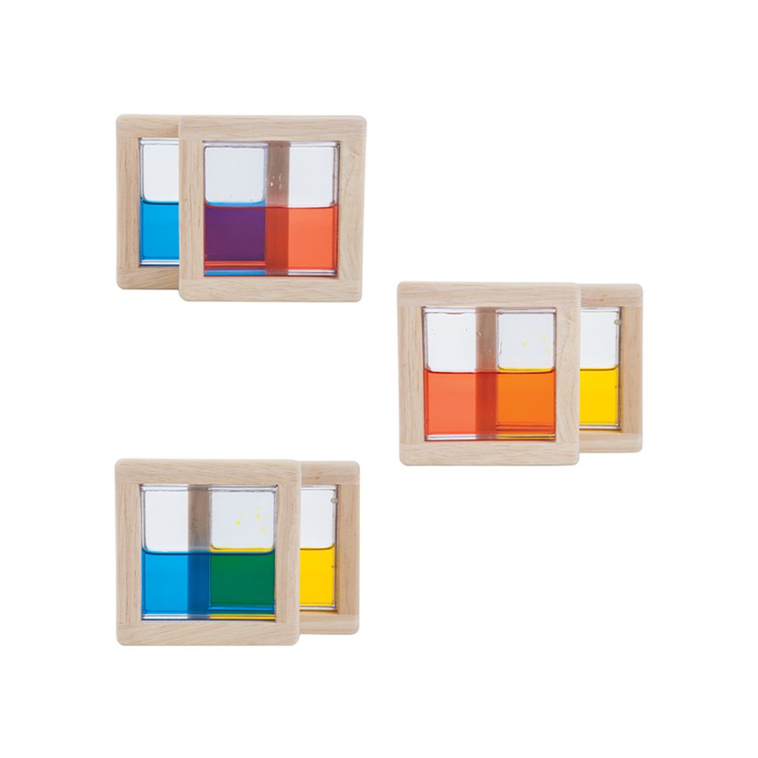 PlanToys Water-Filled Wooden Sensory Blocks, 6 Pieces