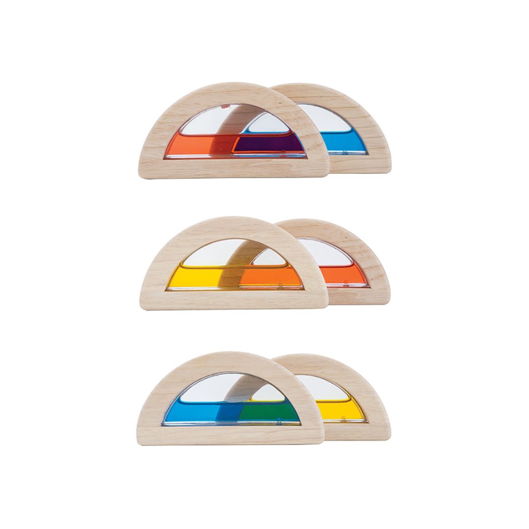PlanToys Water-Filled Wooden Sensory Blocks, 6 Pieces