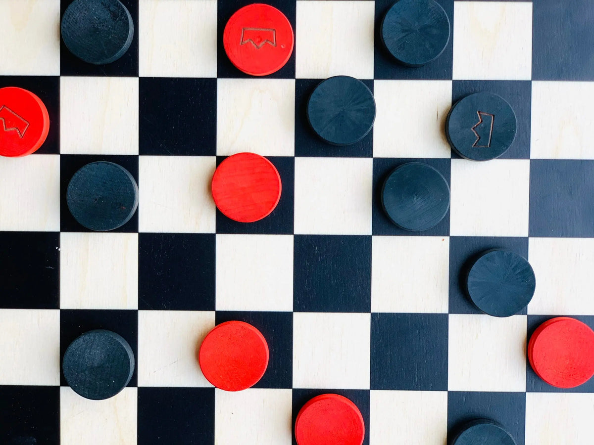 Wooden 15" Checkers Set | Made in USA | Games Maple Landmark
