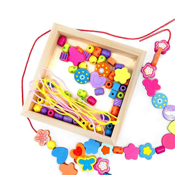 Wooden Bead Hearts & Butterflies Necklace - The Baby Penguin