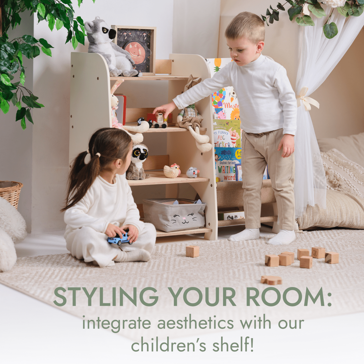 Wooden Montessori Shelves for Toddler 2in1: Bookshelf & Toy Shelving - The Baby Penguin