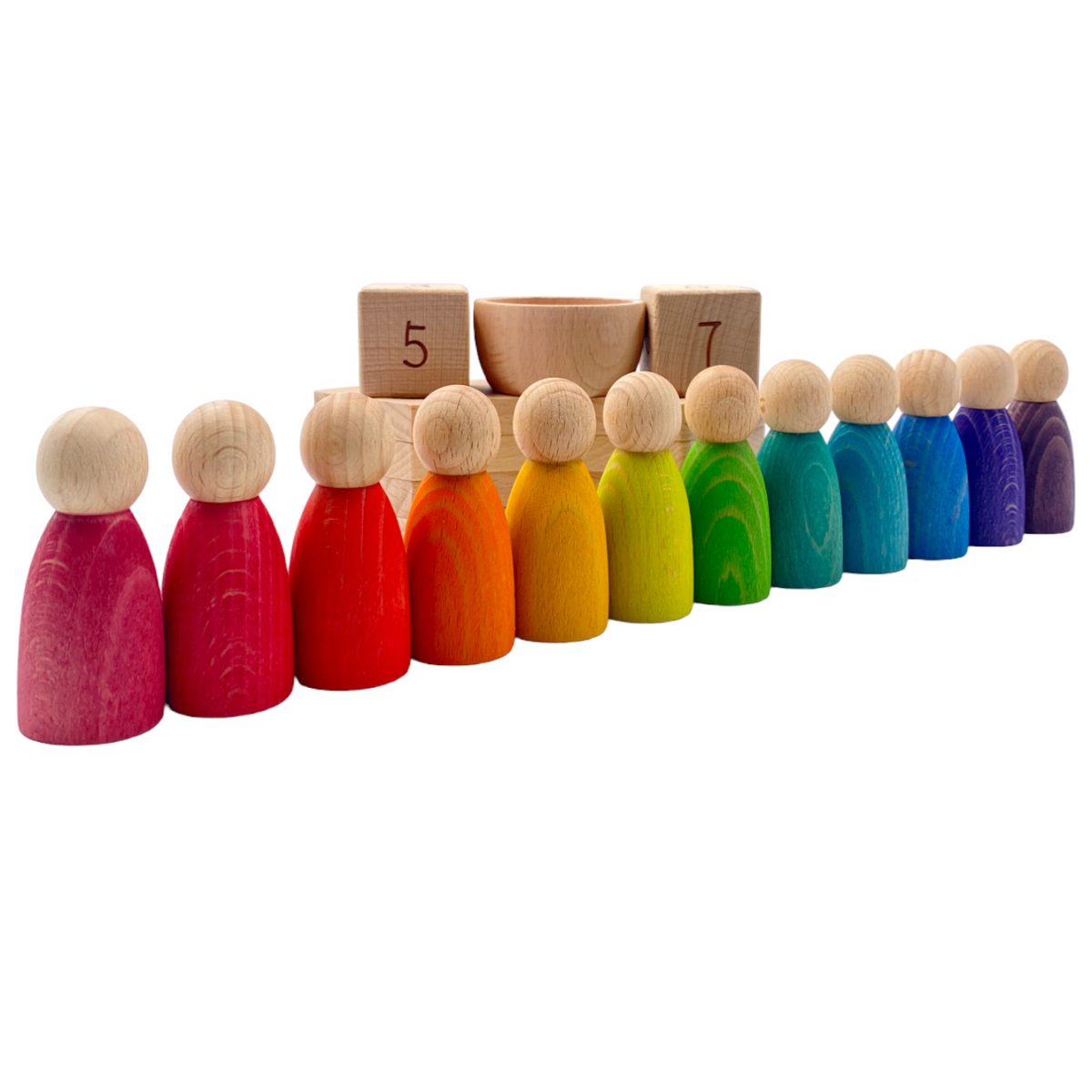 Wooden Perpetual Calendar with 12 Rainbow Peg Figures – view 8