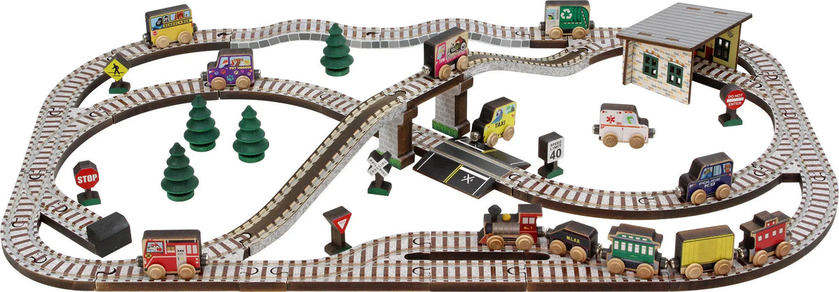 Wooden Train Town Set - Made in the USA | NameTrains Maple Landmark