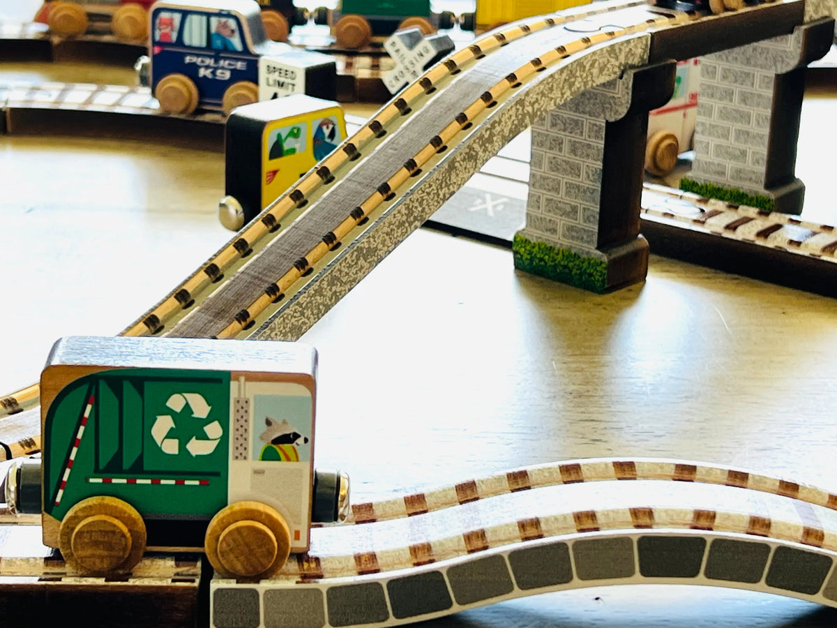 Wooden Train Town Set - Made in the USA | NameTrains Maple Landmark