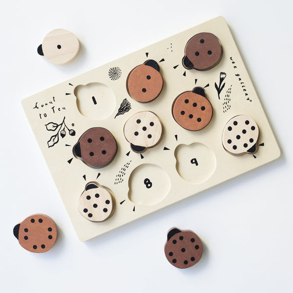 Wooden Tray Puzzle - Count to 10 Ladybugs - The Baby Penguin