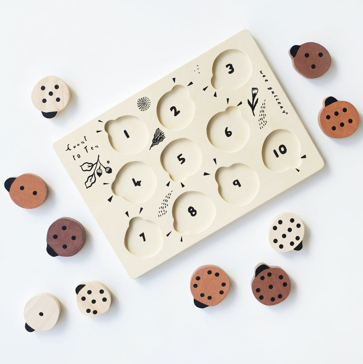 Wooden Tray Puzzle - Count to 10 Ladybugs - The Baby Penguin