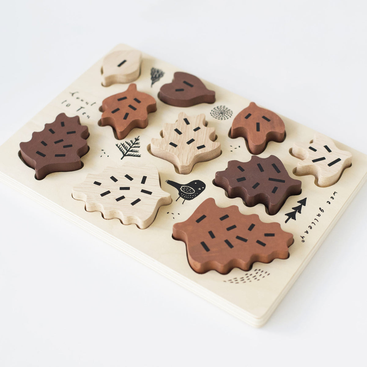 Wooden Tray Puzzle - Count to 10 Leaves - The Baby Penguin