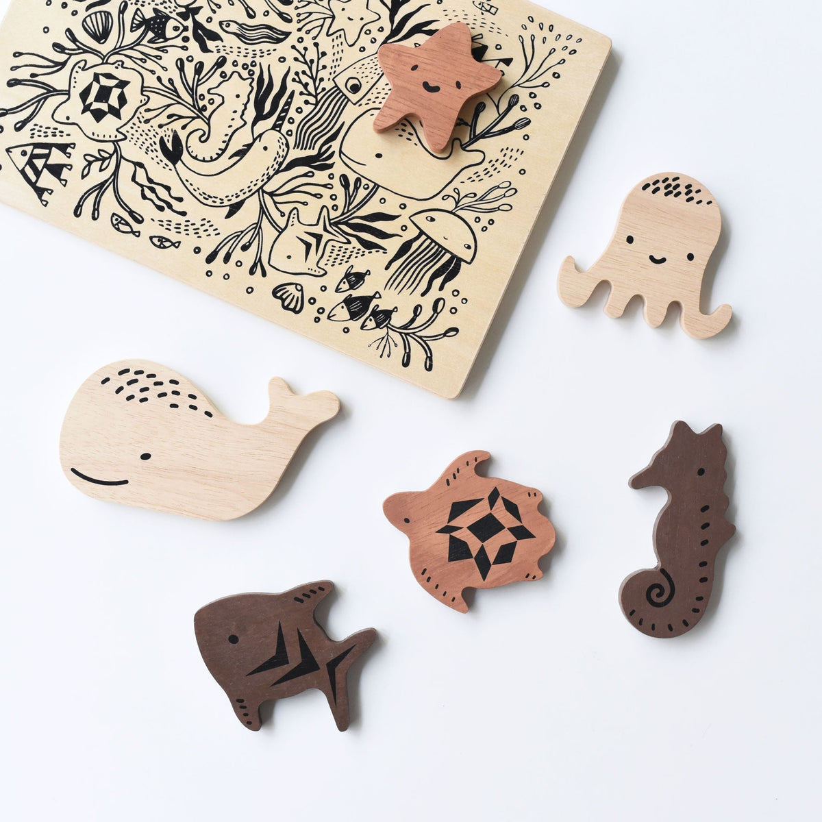 Wooden Tray Puzzle - Ocean Animals - The Baby Penguin