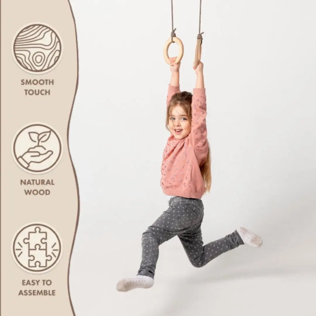 Wooden gymnastic rings for kids - The Baby Penguin
