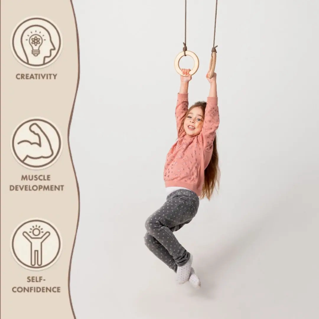 Wooden gymnastic rings for kids - The Baby Penguin