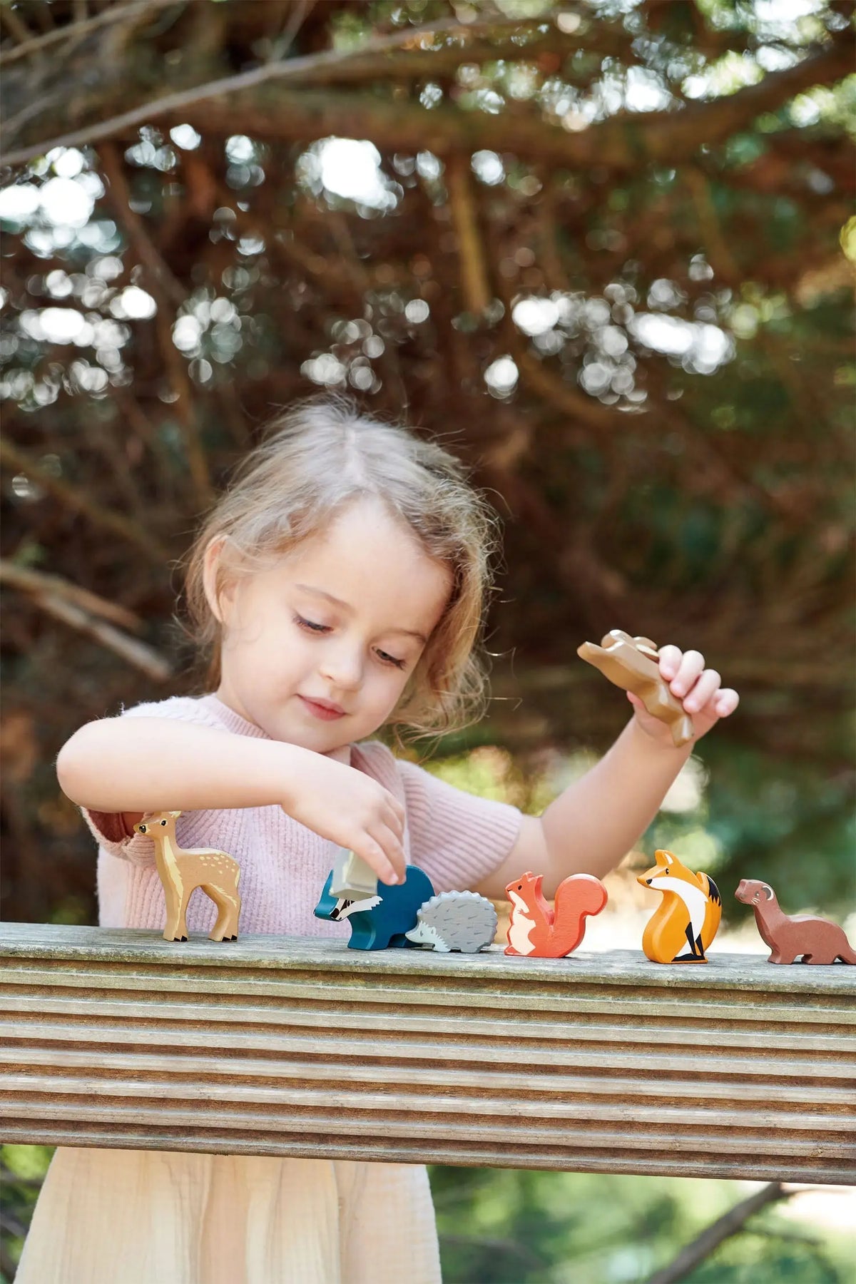 Tender Leaf Woodland Wooden Animals with Display Shelf