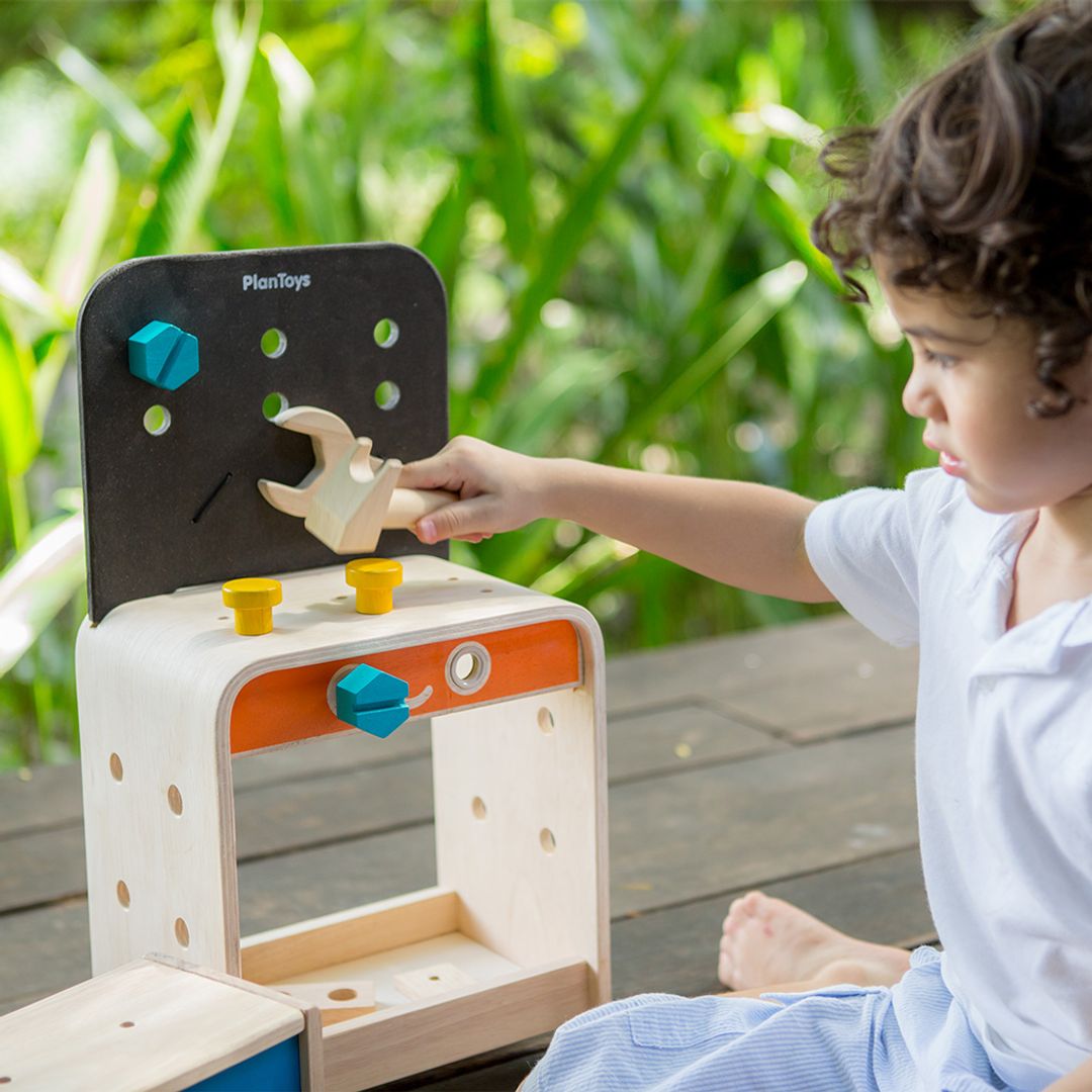 PlanToys Wooden Toy Workbench with Tools