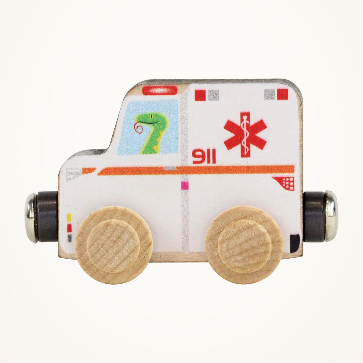 Maple Landmark NameTrains Ambulance photographed on a warm ivory background.